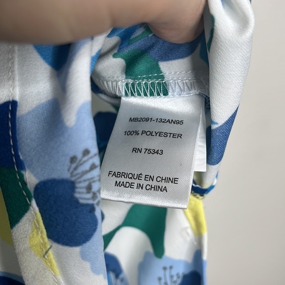 Rachel Zoe Blue Yellow Floral Button Up Oversized Shirt Sz L - Picture 5 of 6